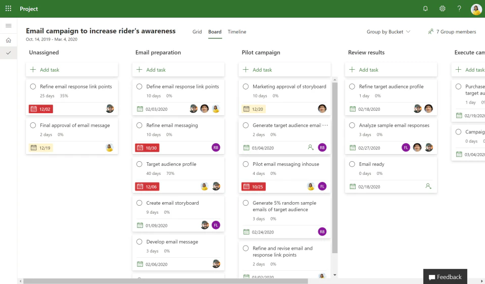 screenshot of Microsoft Project